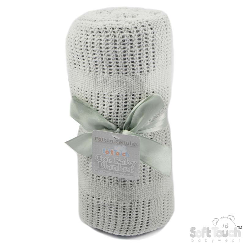 Grey Cot Cellular Cotton Baby Blanket : CBC56-G