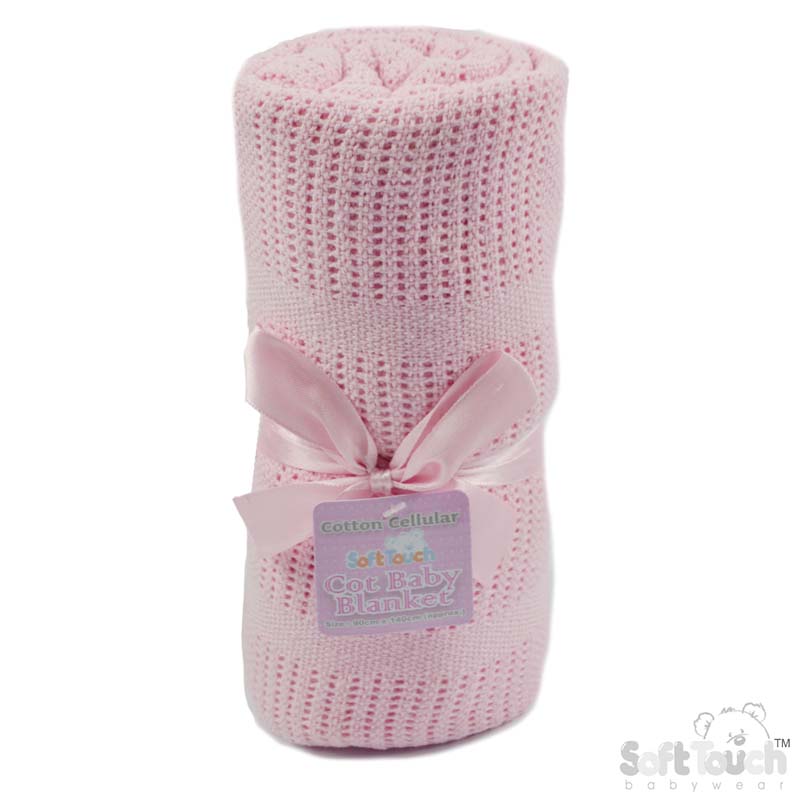 Pink Cot Cellular Cotton Baby Blanket: CBC56-P