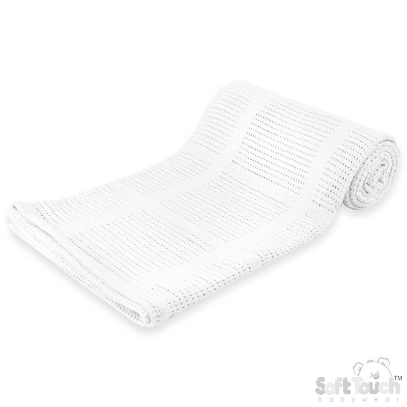 White Cot Cellular Cotton Baby Blanket: CBC56-W