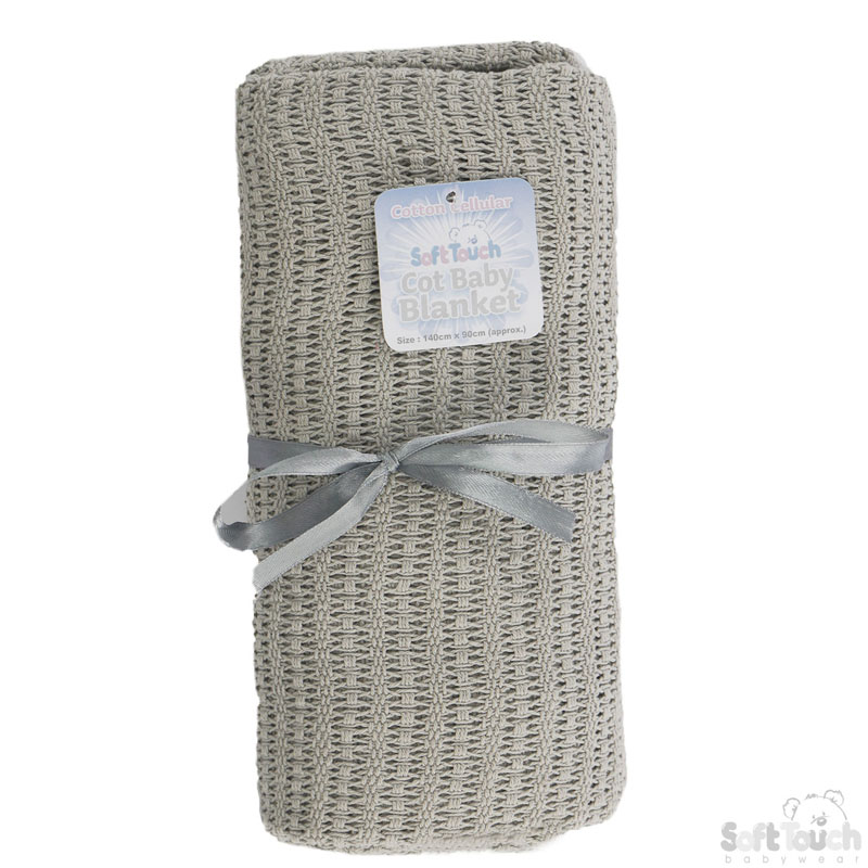 Grey Cotton Cot Blanket No. CBC64-BP-G