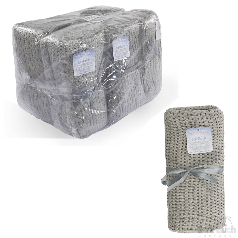 Grey Cotton Cot Blanket No. CBC64-BP-G