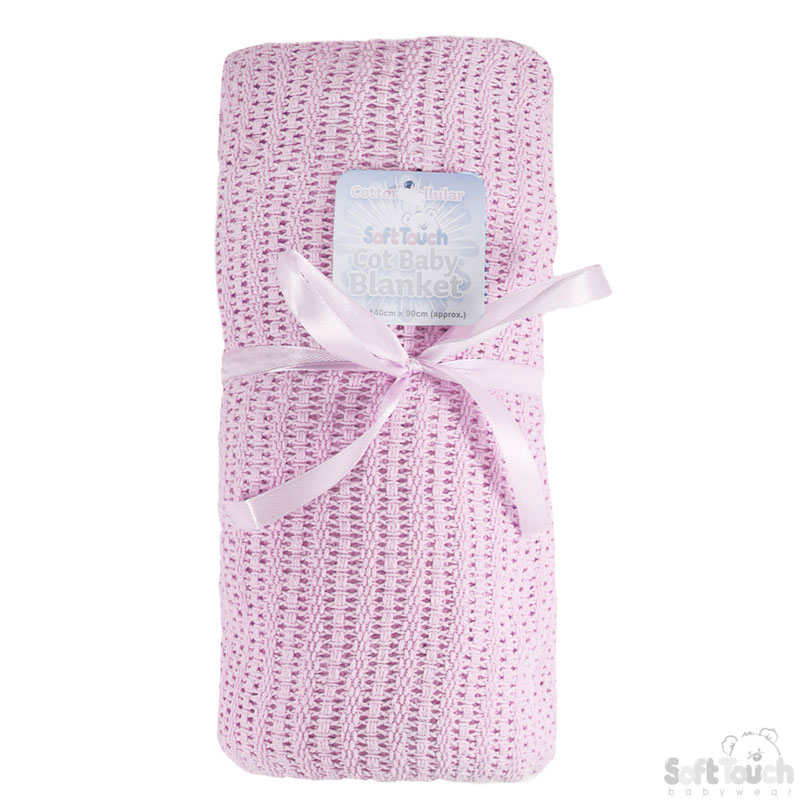 Pink Cotton Cot Blanket No. CBC64-BP-P