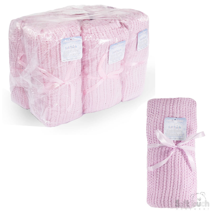 Pink Cotton Cot Blanket No. CBC64-BP-P