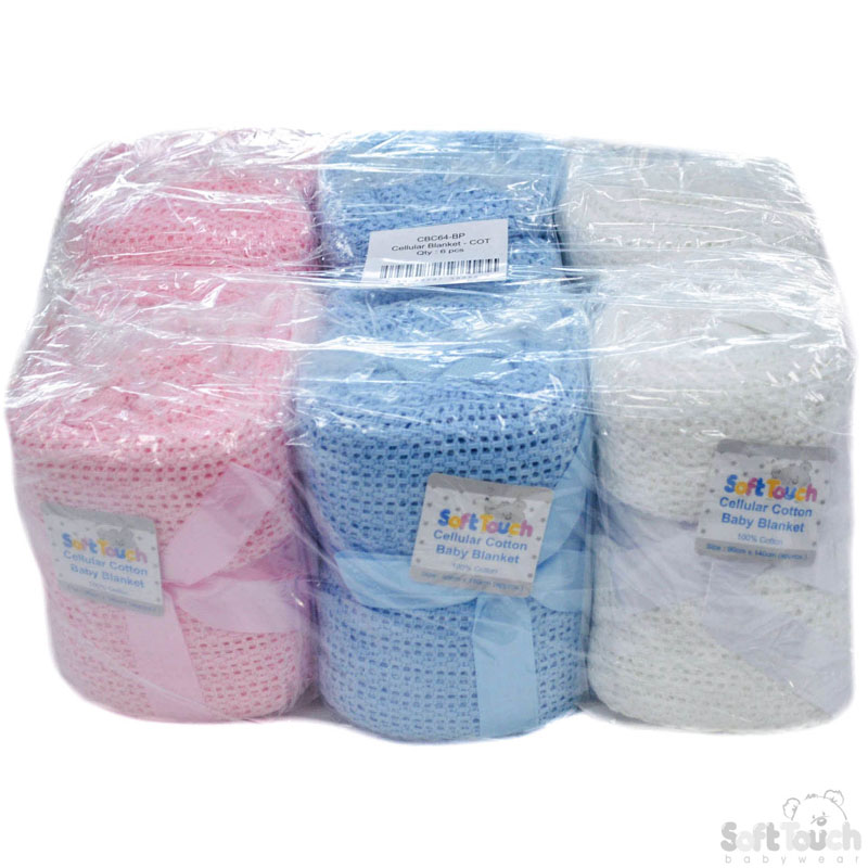 W/P/B Cotton Cot Blanket No. CBC64-BP