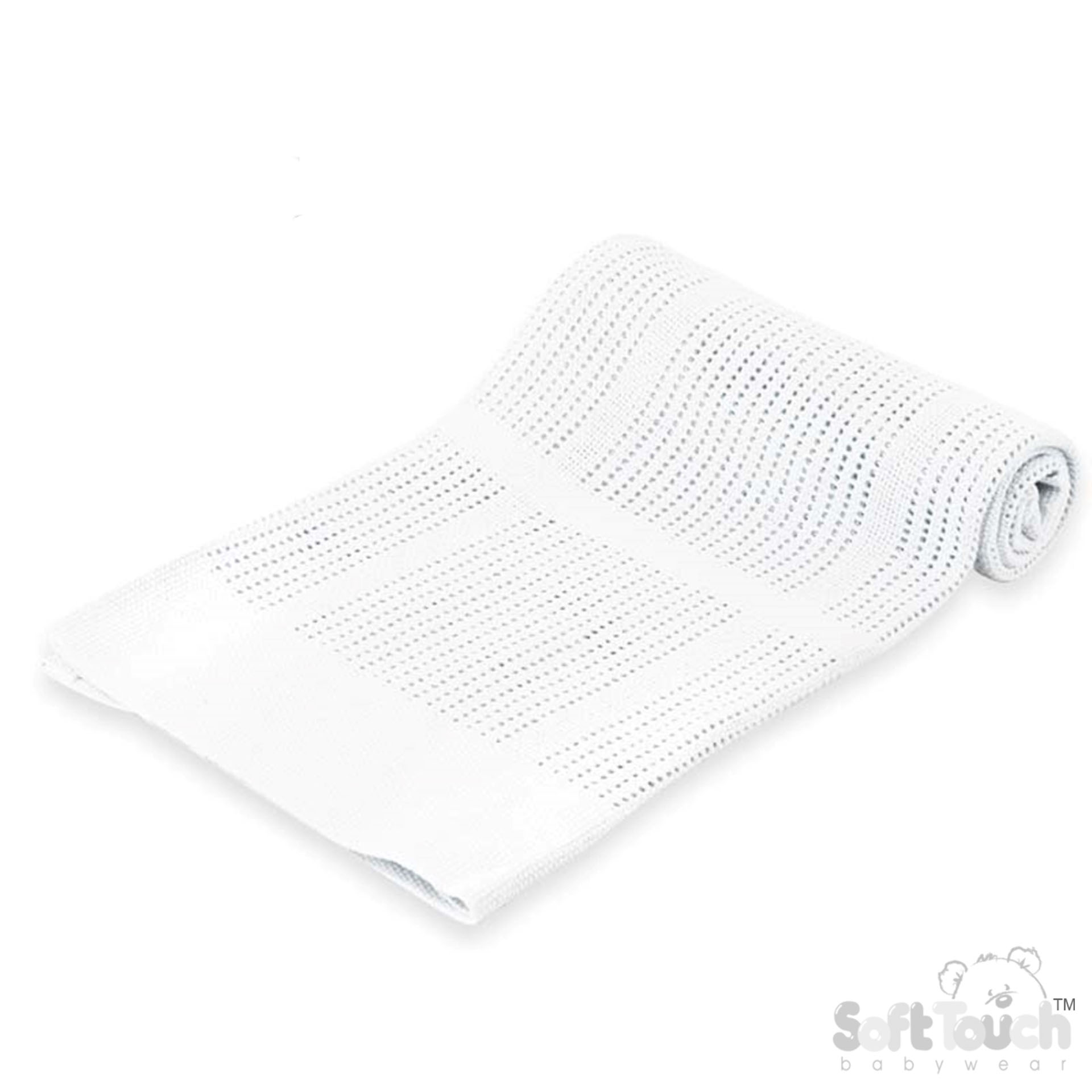 Bulk Packed White Cellular Cotton Blanket No. CBP51-BP-W