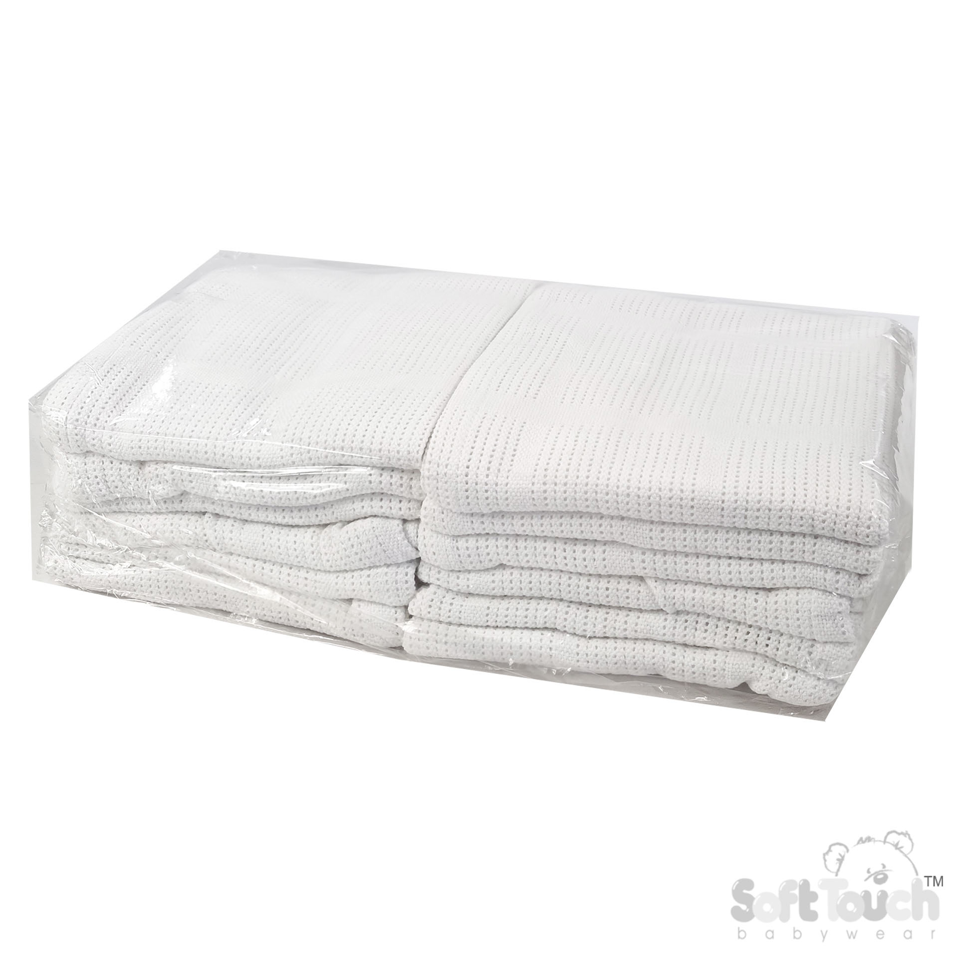 Bulk Packed White Cellular Cotton Blanket No. CBP51-BP-W