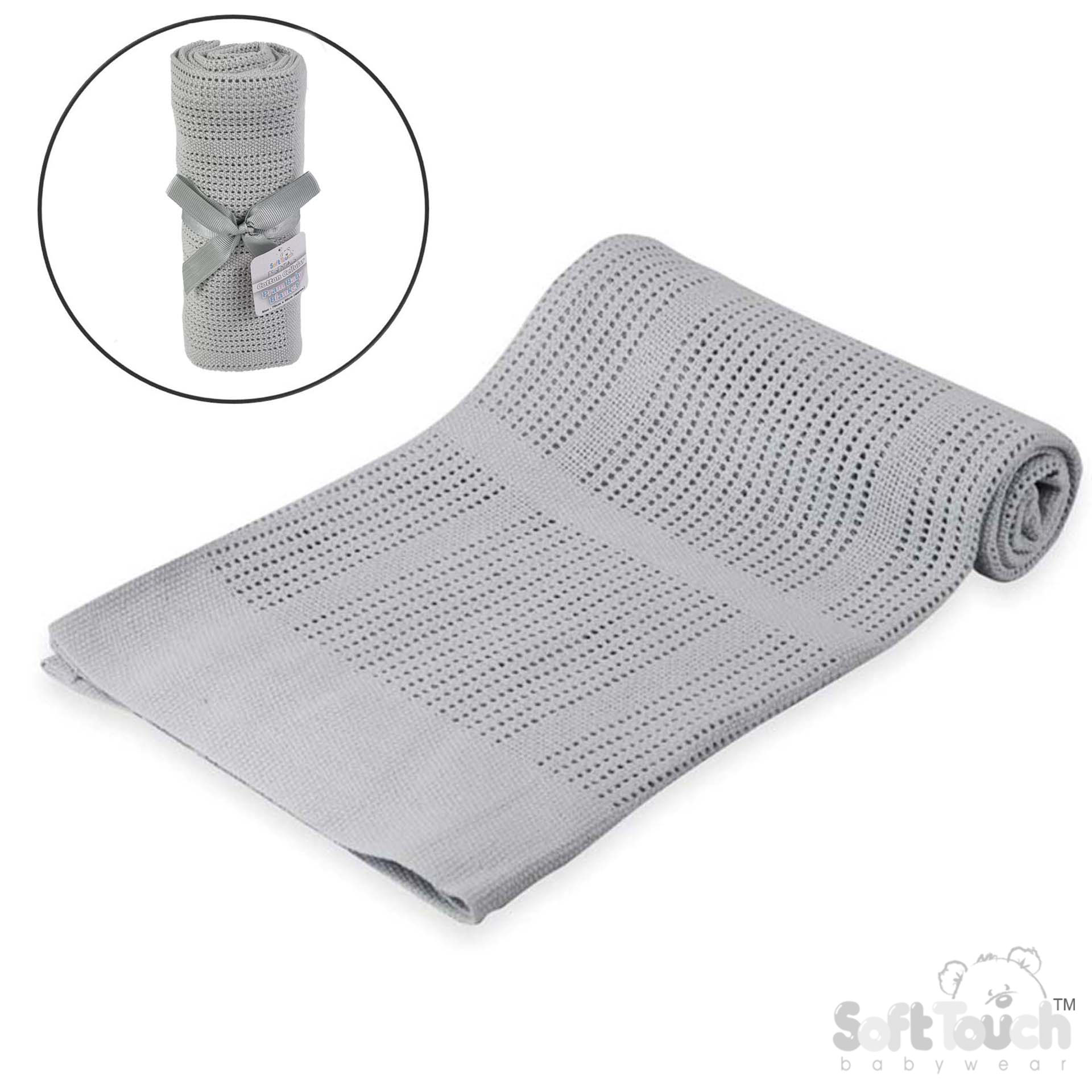 Grey Cellular Cotton Baby Blanket : CBP51-G