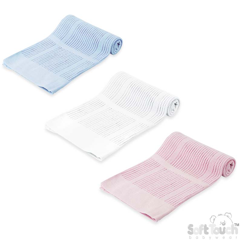 W/P/B Cellular Cotton Blanket No. CBP51-BP