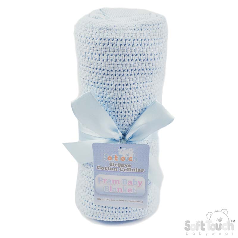 Blue Deluxe Personalisation Cotton Baby Blanket: CBP60-B-2022