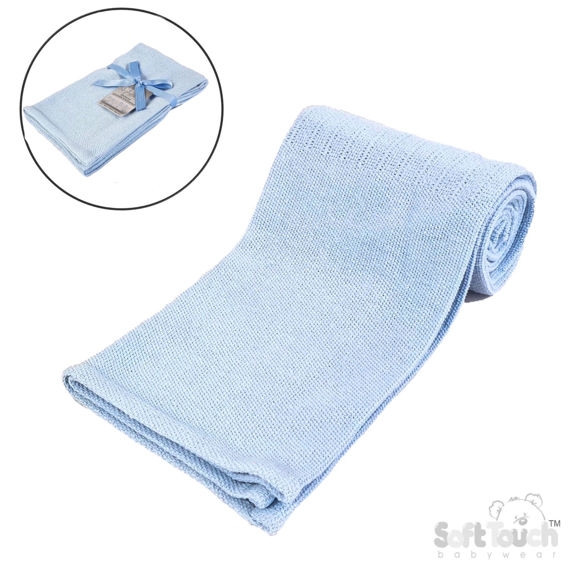 Blue Deluxe Personalisation Cotton Baby Blanket: CBP60-B