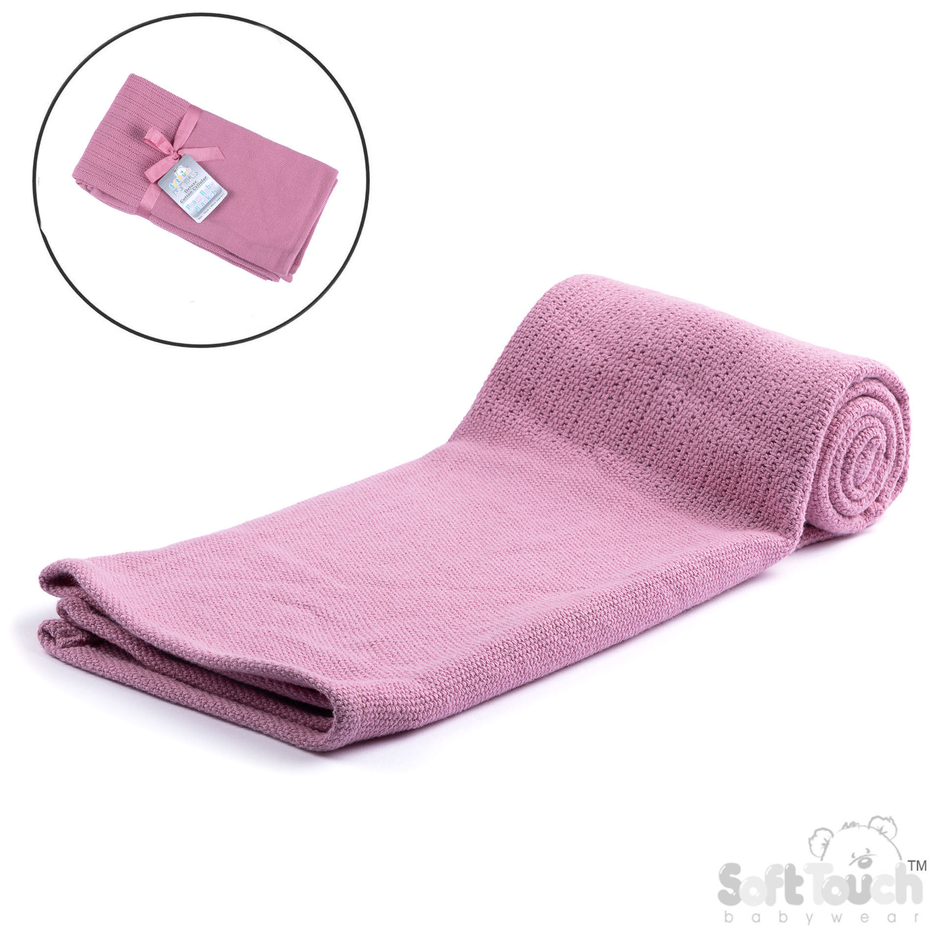 Dusty Pink Deluxe Personalisation Cotton Baby Blanket: CBP60-DP