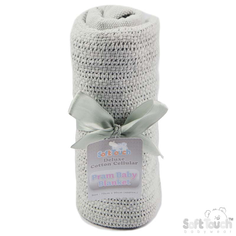 Grey Deluxe Personalisation Cotton Baby Blanket : CBP60-G