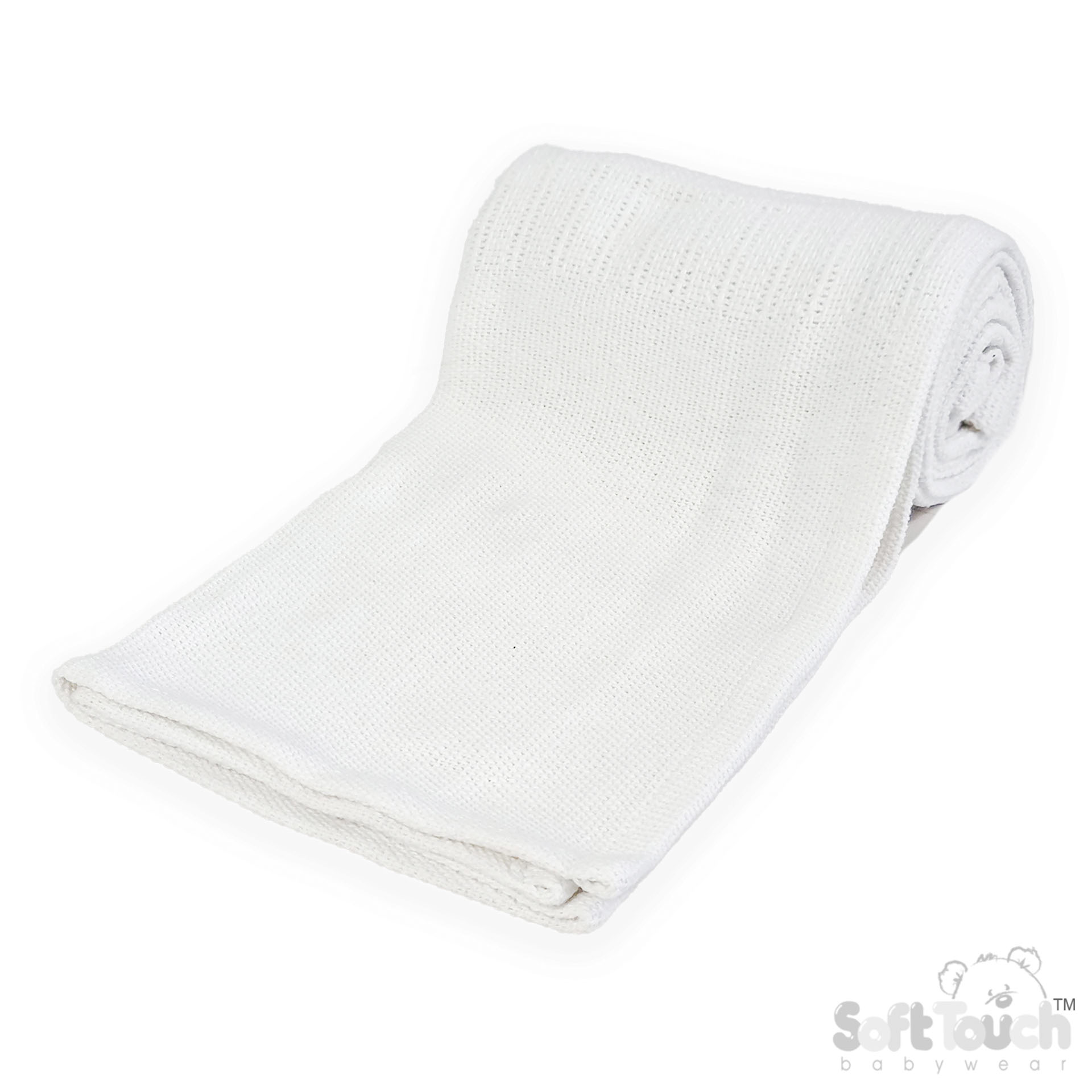 White Deluxe Personalisation Cotton Baby Blanket: CBP60-W
