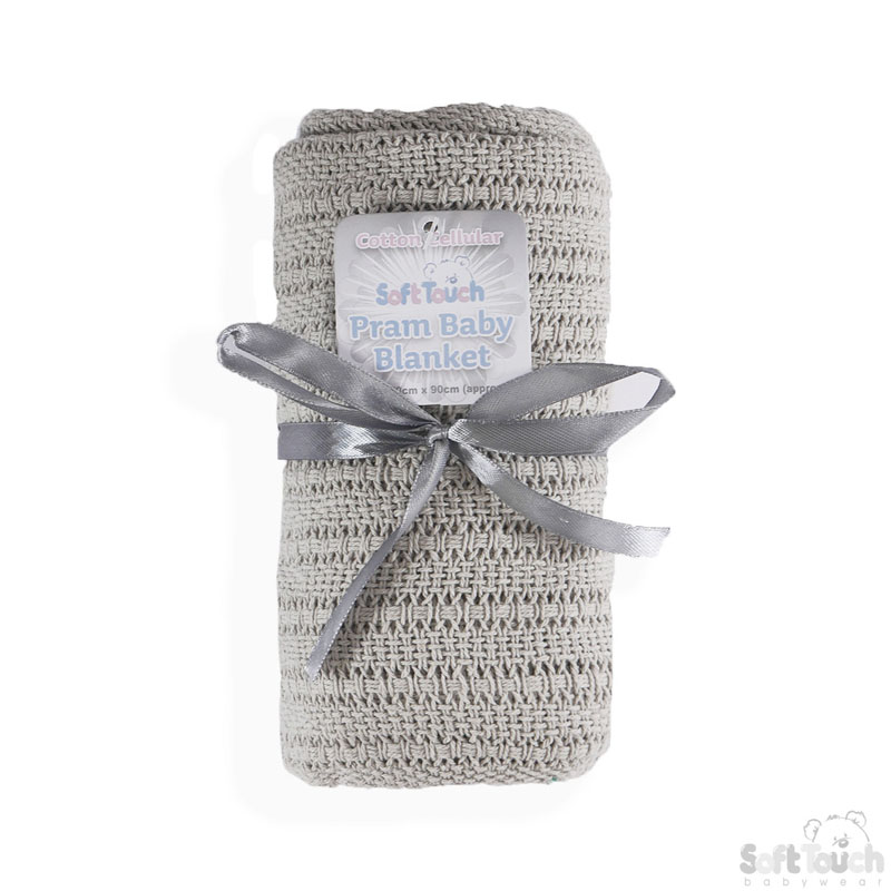 Grey Cotton Pram Blanket No. CBP62-BP-G