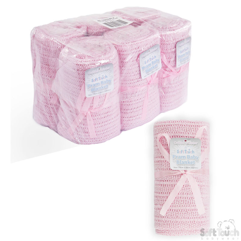 Pink Cotton Pram Blanket No. CBP62-BP-P