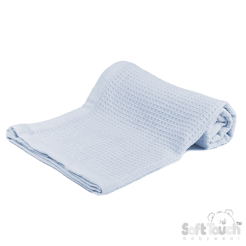 Blue Waffle Cotton Blanket No. CBP75-BP-B