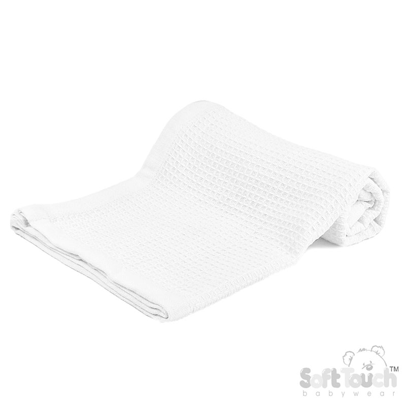 White Waffle Cotton Blanket No. CBP75-BP-W