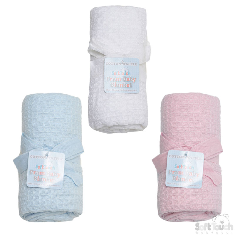 P/B/W Waffle Cotton Blanket No. CBP75-BP
