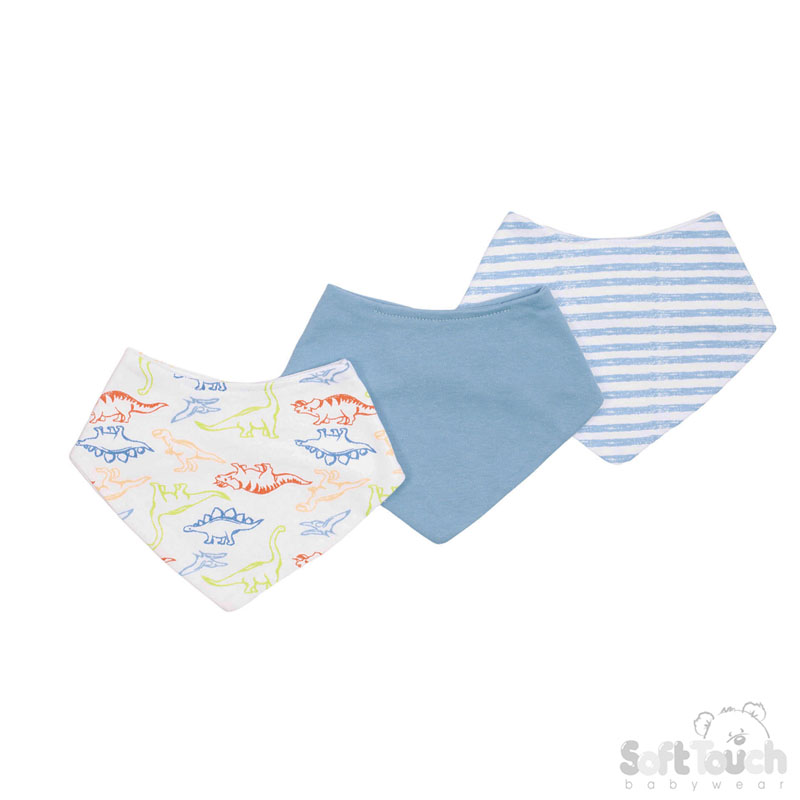 3 Assorted Bandana Bibs : CC03-B (Dinosaur)