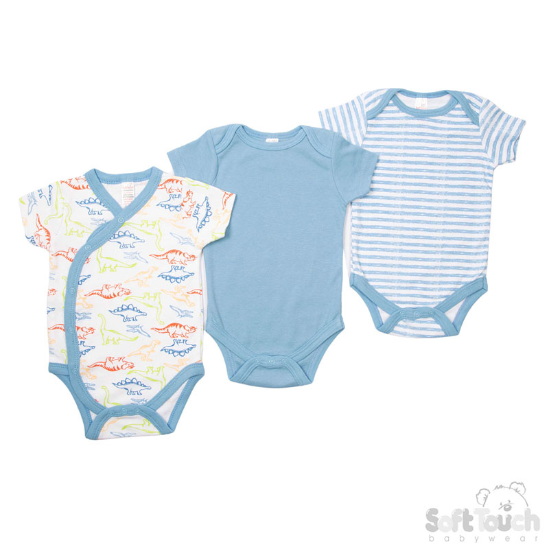 3 Assorted Bodysuits : CC03-BS-0-3m (Dinosaur)