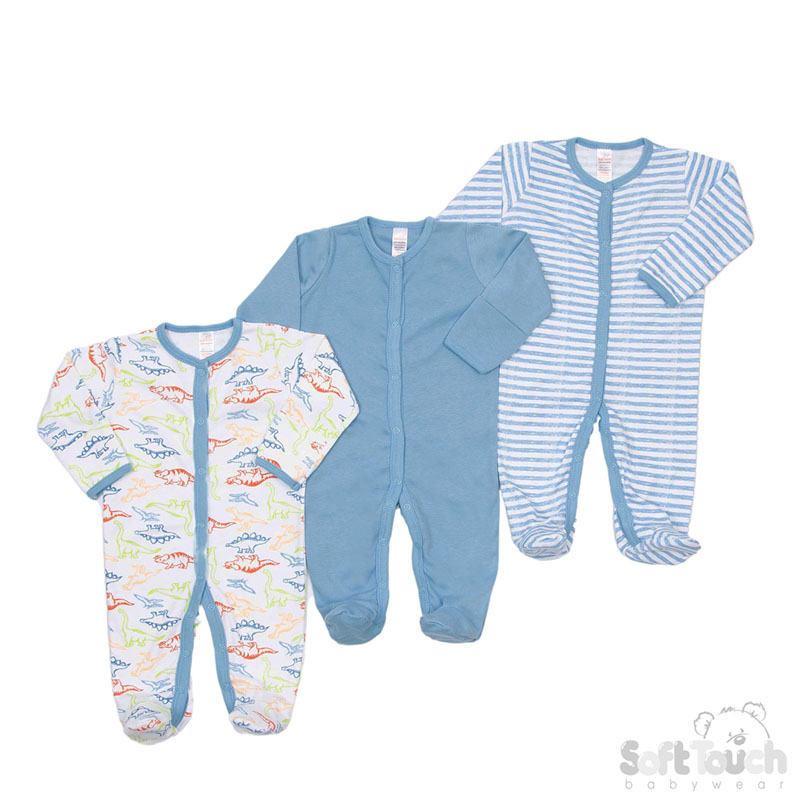 3 Assorted Sleepsuits : CC03-SS-0-3m (Dinosaur)