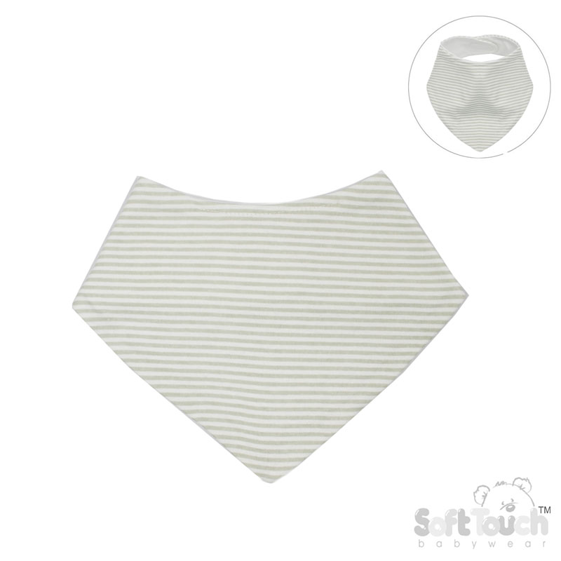 Grey Striped Bandana Bibs No. CC07-B