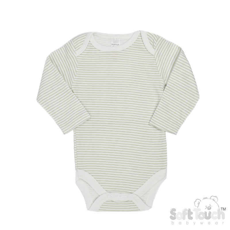 Long Sleeved Grey Striped Bodysuits No. CC07-BS-0-3m