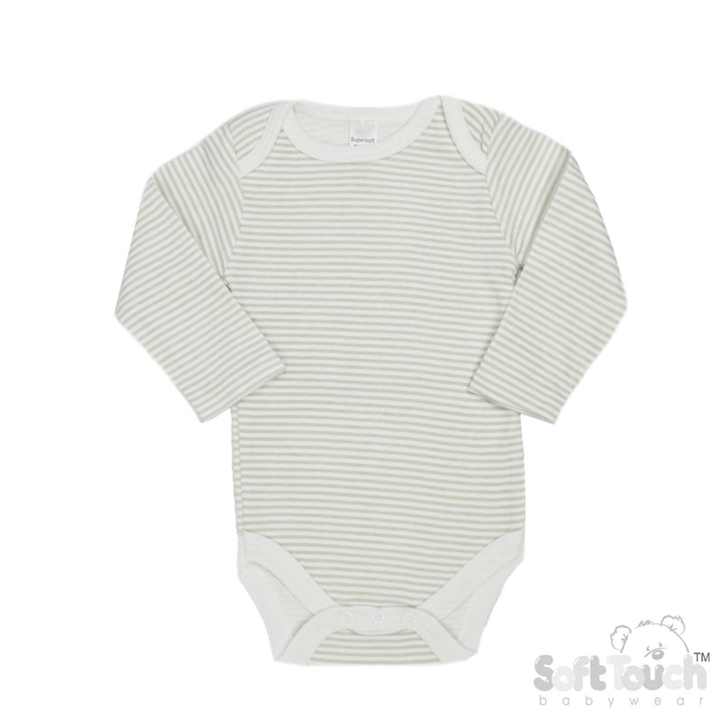 Long Sleeved Grey Striped Bodysuits No. CC07-BS-3-6m