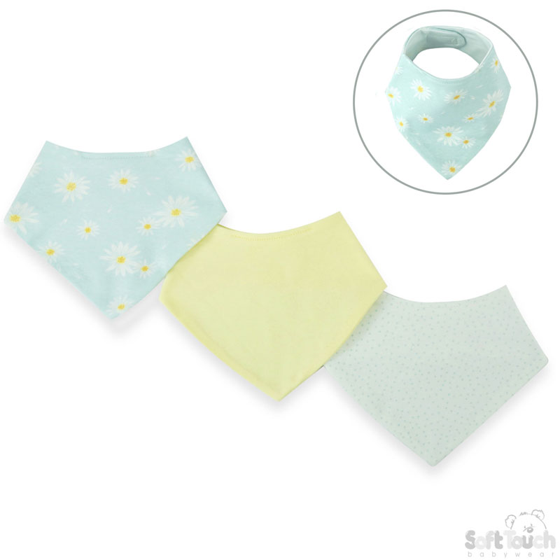 Girls 3 Pack Bandana Bib Set: CC201-B (Daisy)