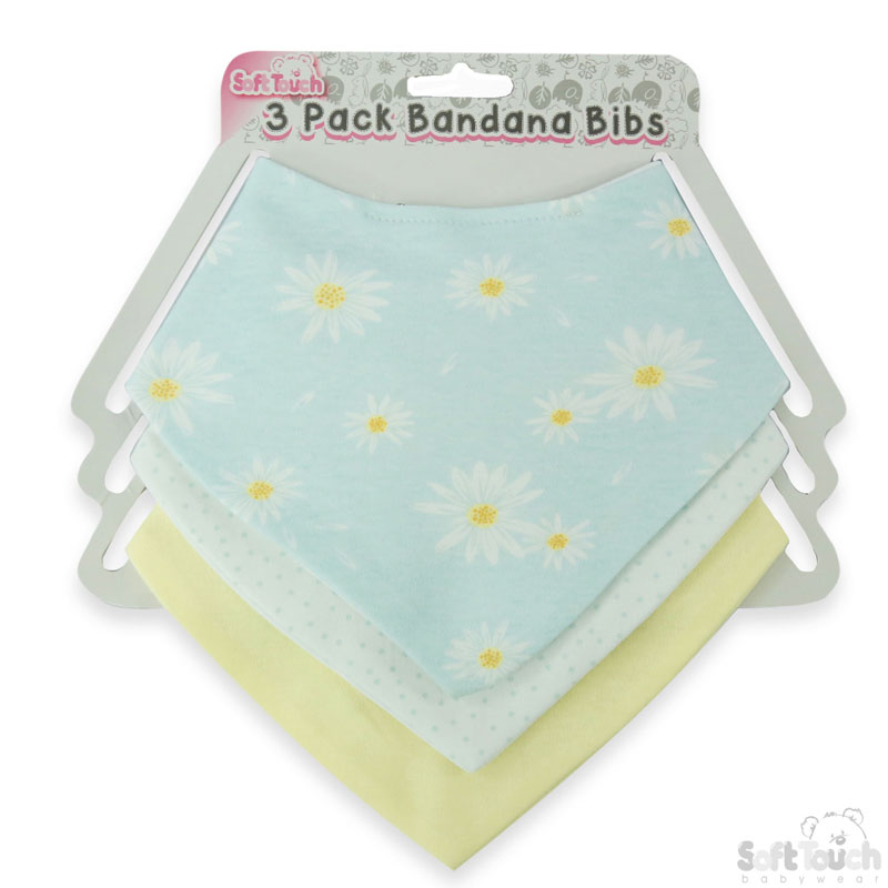 Girls 3 Pack Bandana Bib Set: CC201-B (Daisy)