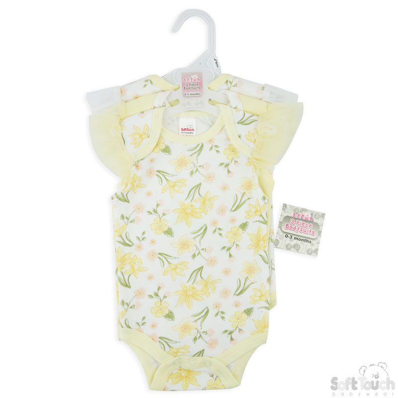 Girls 3 Pack Bodysuits: CC203-BS (Floral)