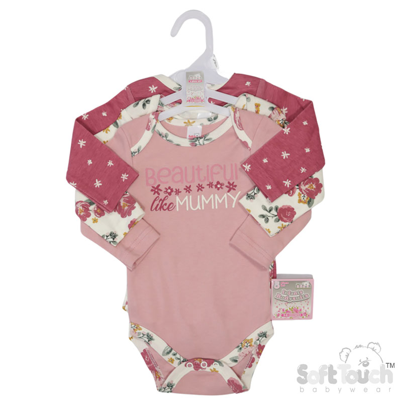 3 Pack Long Sleeved Bodysuits : CC210-BS (Floral/Beautiful)