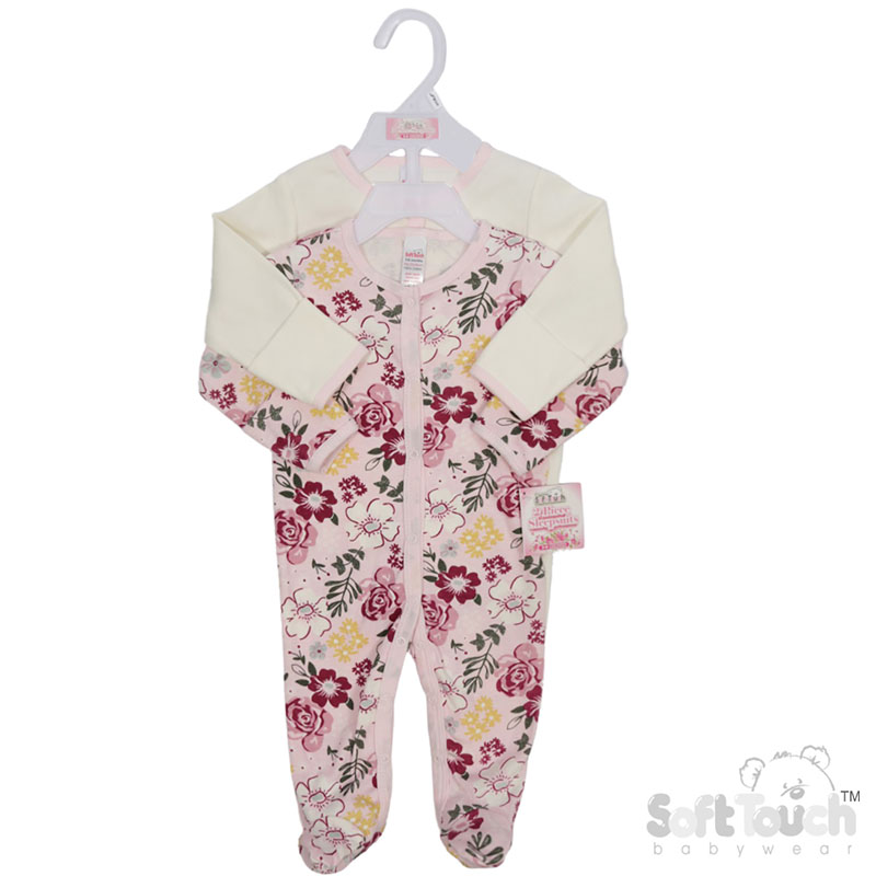 2 Pack Sleepsuits : CC211-SS (Floral/Plain)