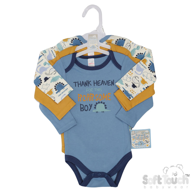 3 Pack Long Sleeved Bodysuits : CC212-BS (Dinosaur)