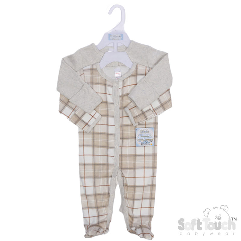 2 Pack Sleepsuits : CC214-SS (Checks/Plain)