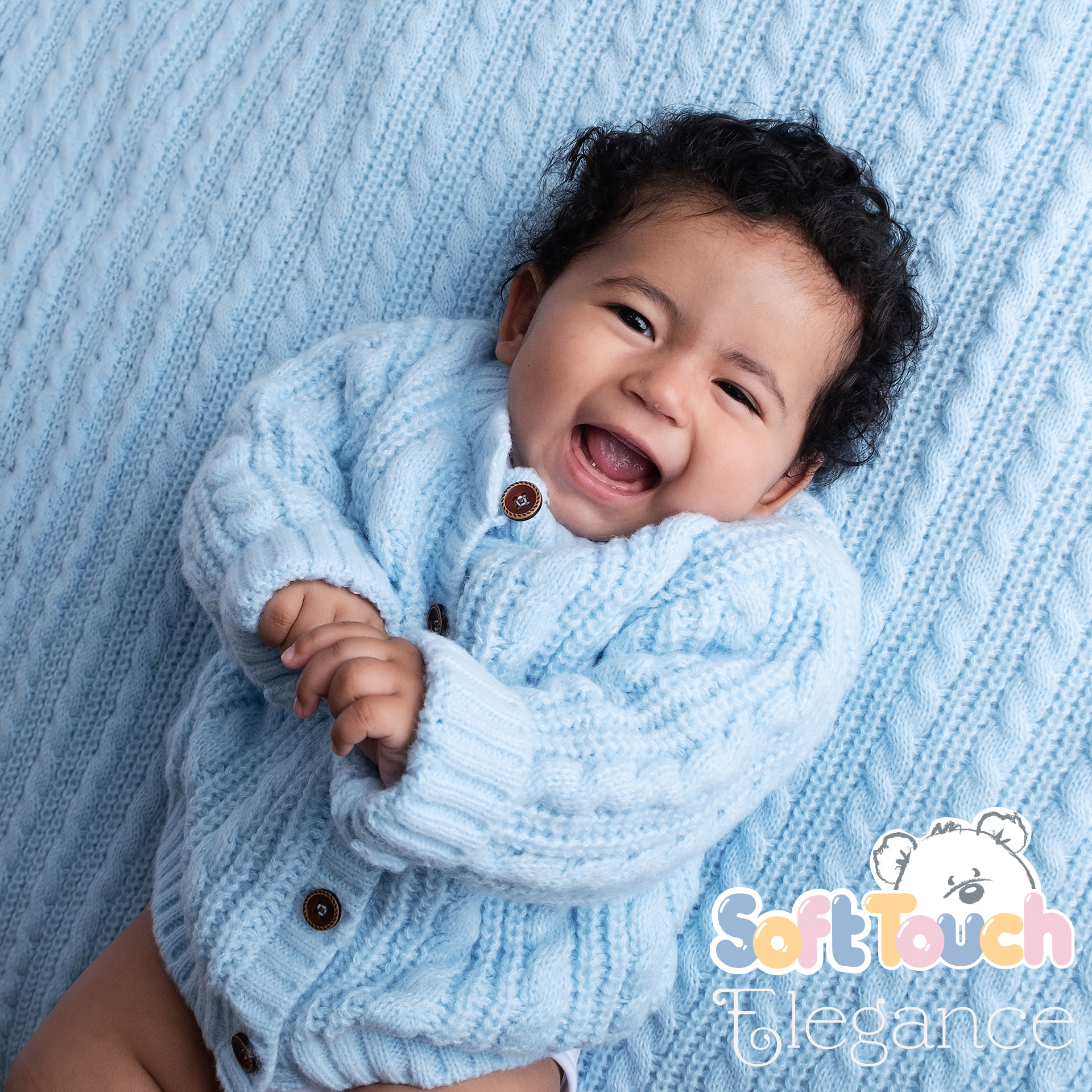 Long Sleeved Blue Knitted Cardigan : CD16-B