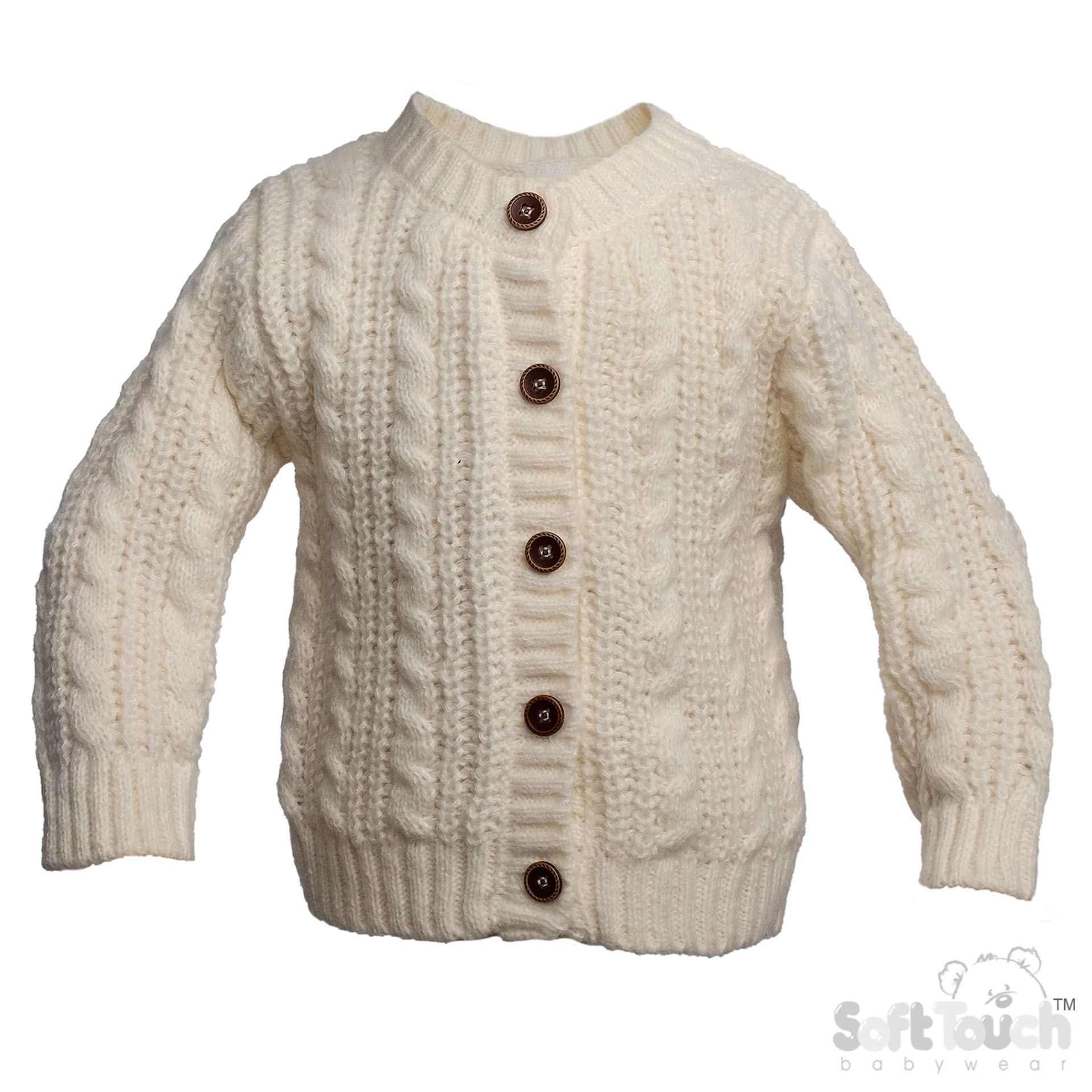 Long Sleeved Cream Knitted Cardigan : CD16-C