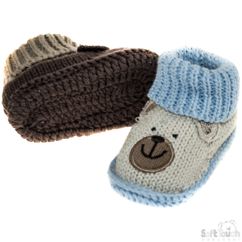 Boys Knitted Crochet Bootees: CRS08-B