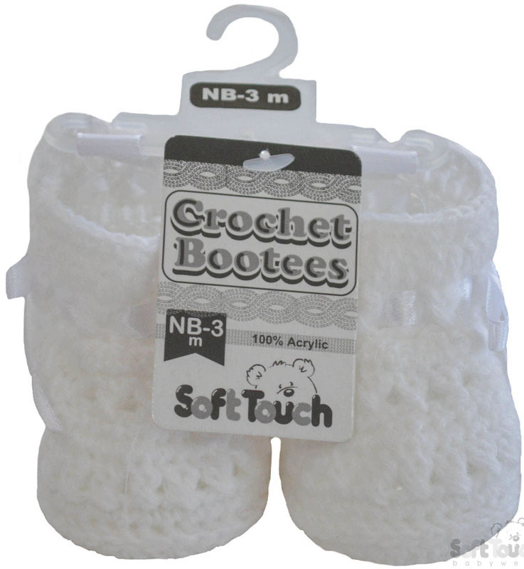 White Crochet Bootees: CRS09-W