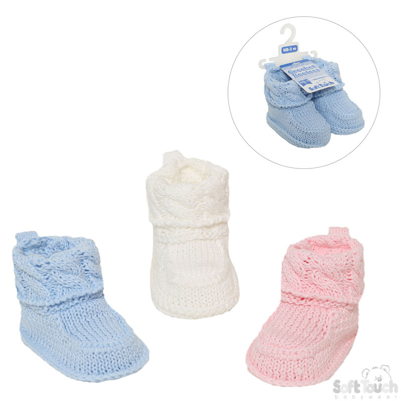 Plain Crochet Bootees W/Turnover No. CRS10