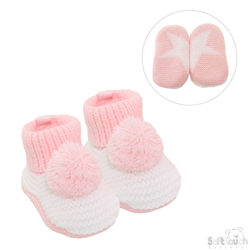 Pink Pom Pom Bootees No. CRS11-P
