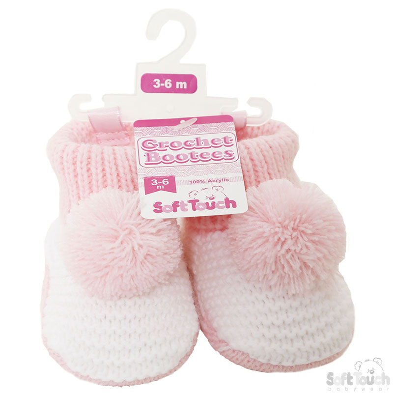 Pink Pom Pom Bootees No. CRS11-P