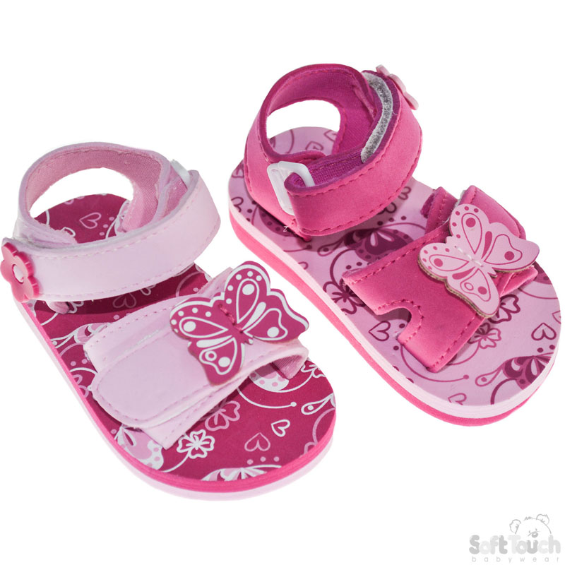 Butterfly Print EVA Sandals w/Butterfly & Flower Patches: