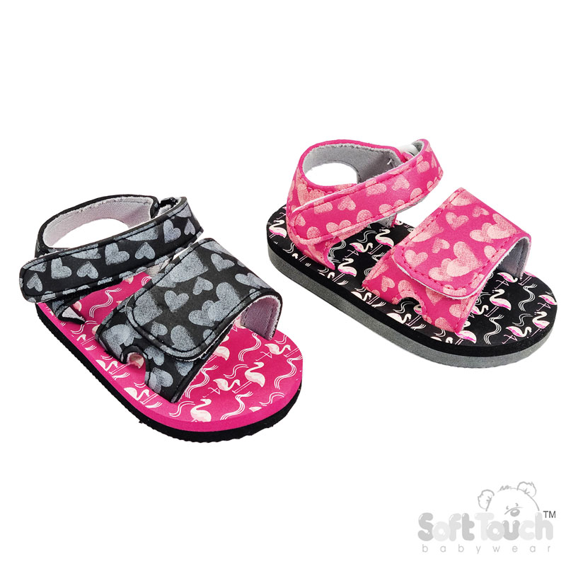 Flamingo/Hearts Print Sandals : E50