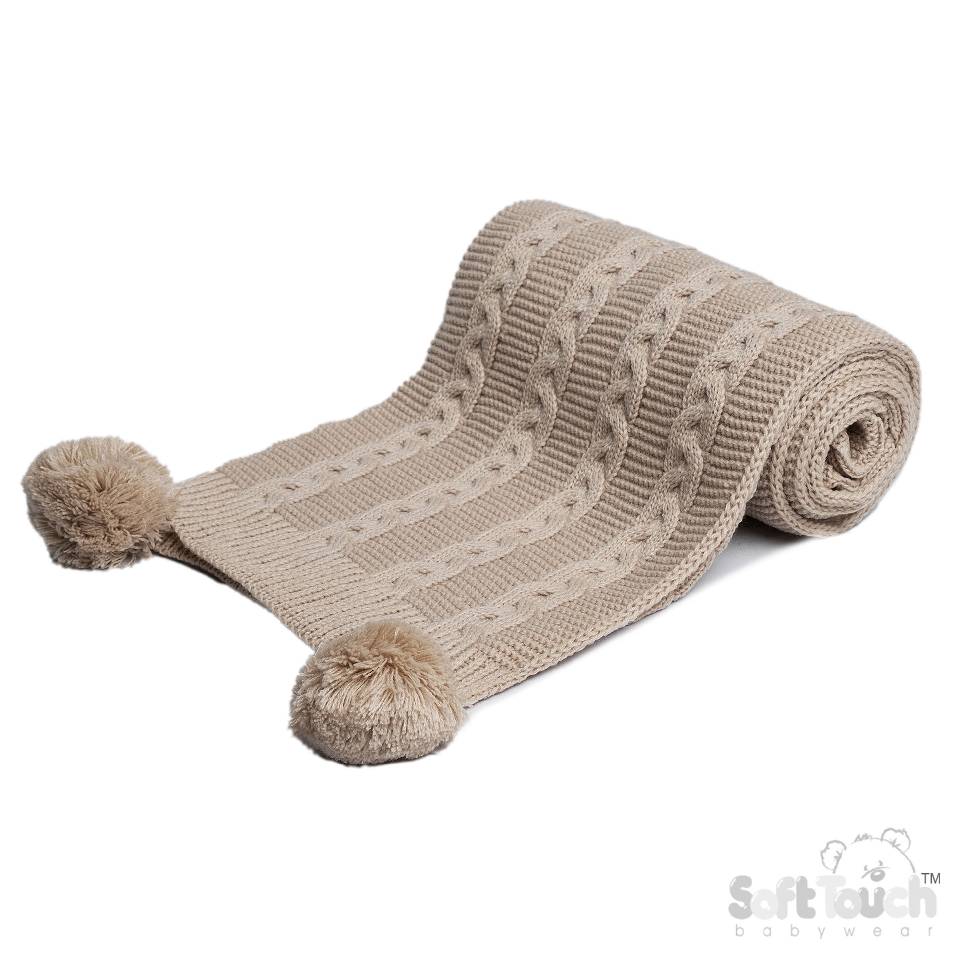 Biscuit Infants Recycled Acrylic Cable Knit Wrap : EABP800-BI