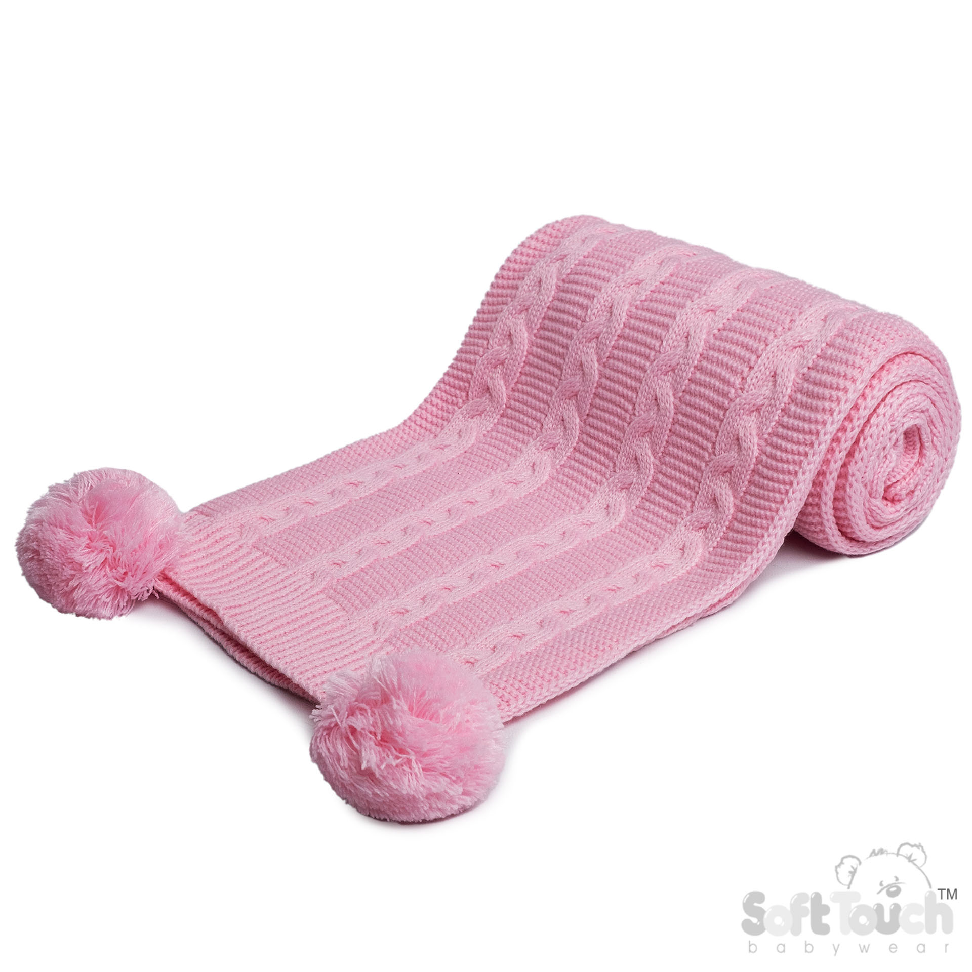 Pink Infants Recycled Acrylic Cable Knit Wrap : EABP800-P