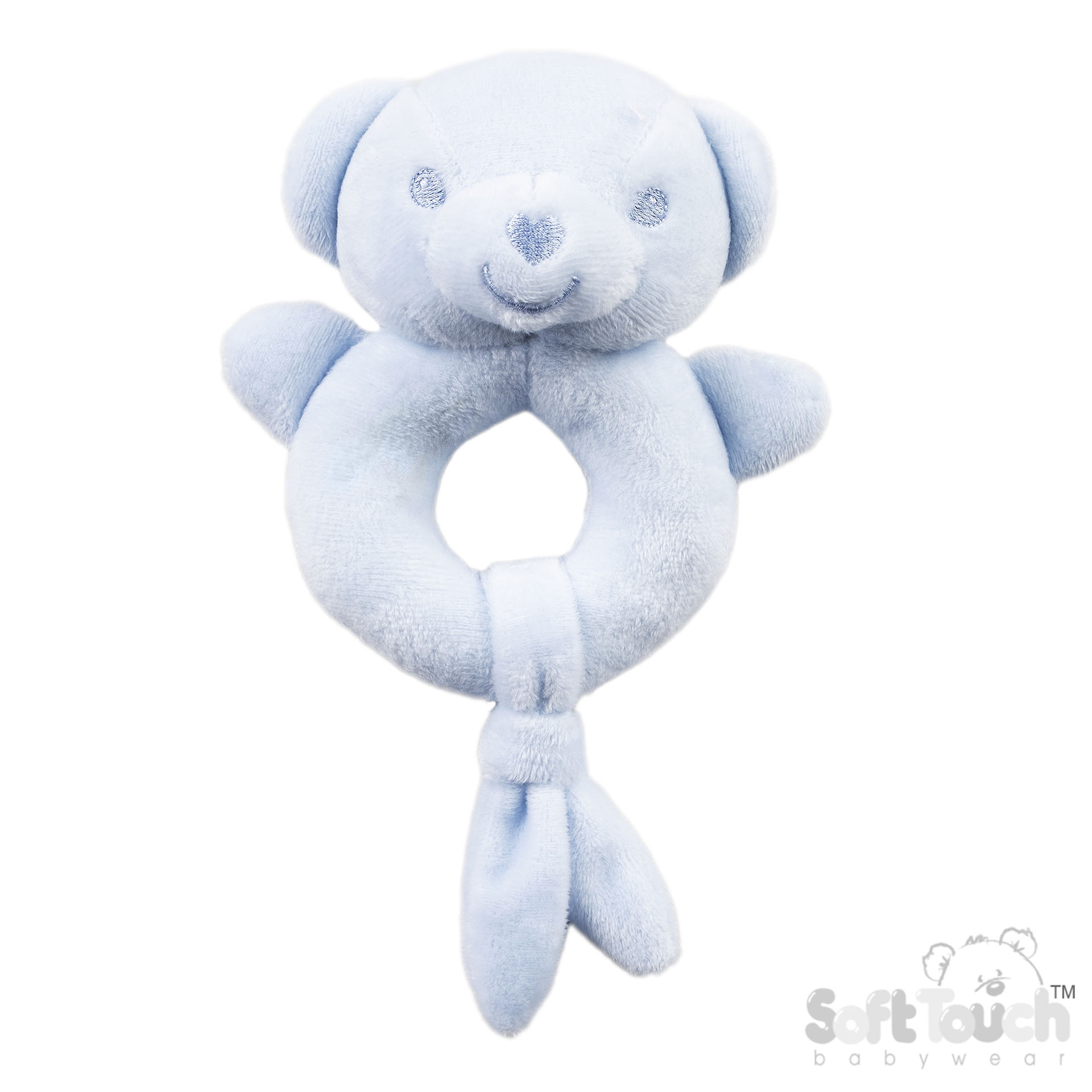 Blue Eco Recycled Bear Rattle Toy : ERT60-B