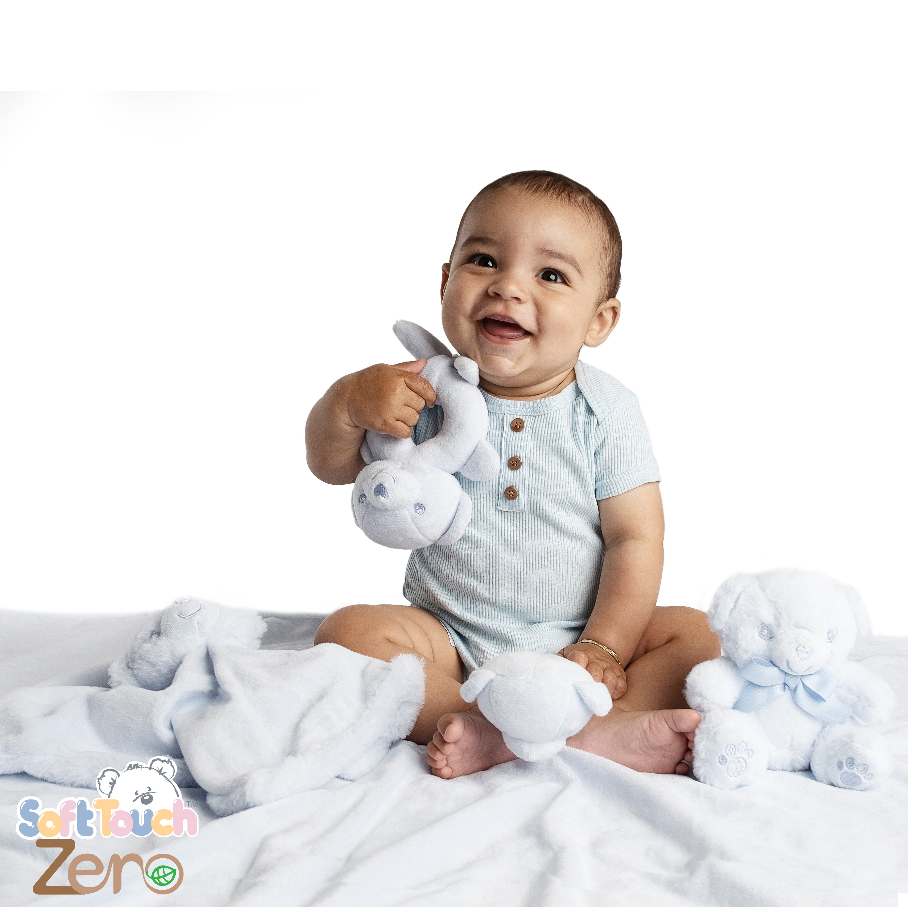 Blue Eco Recycled Bear Rattle Toy : ERT60-B