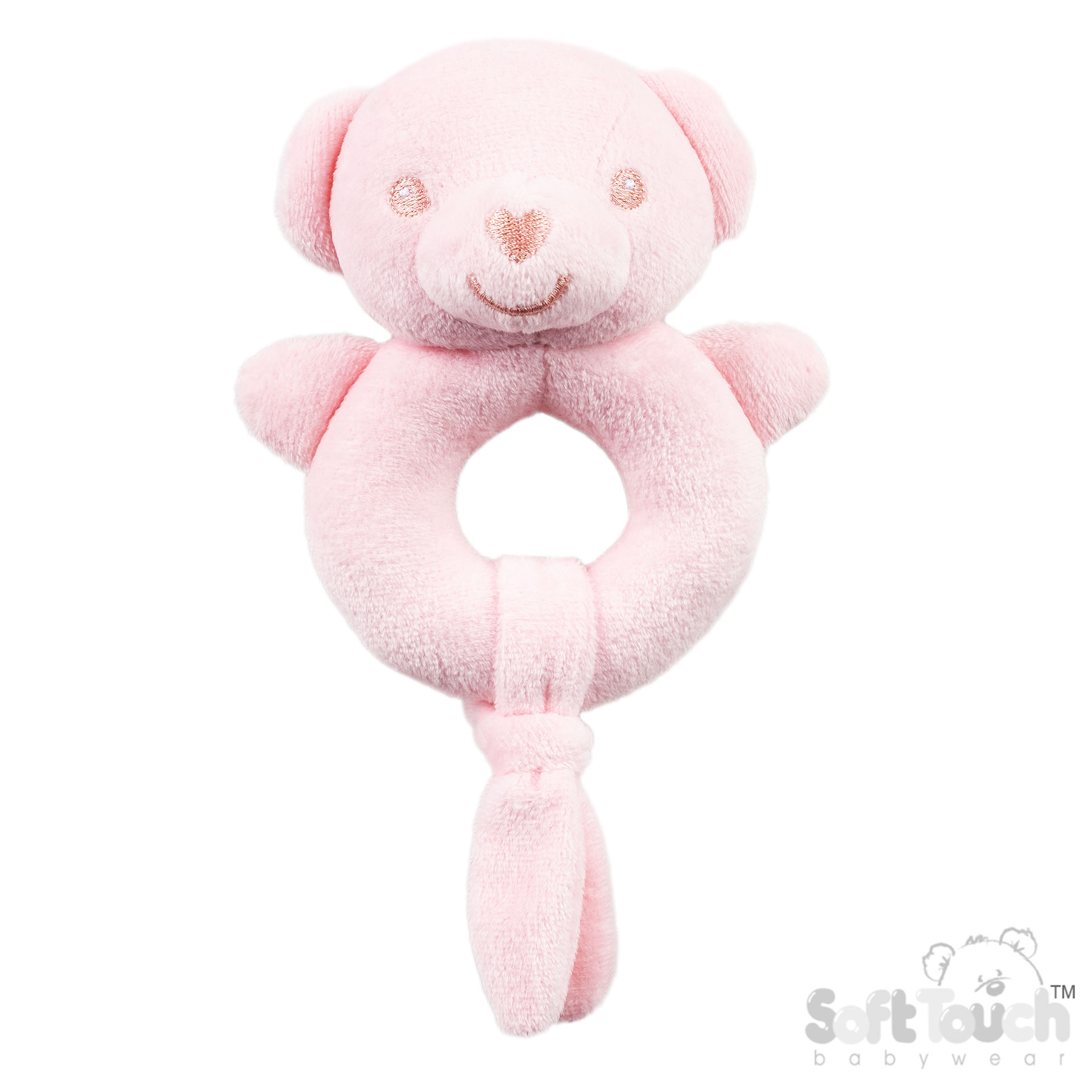 Pink Eco Recycled Bear Rattle Toy : ERT60-P