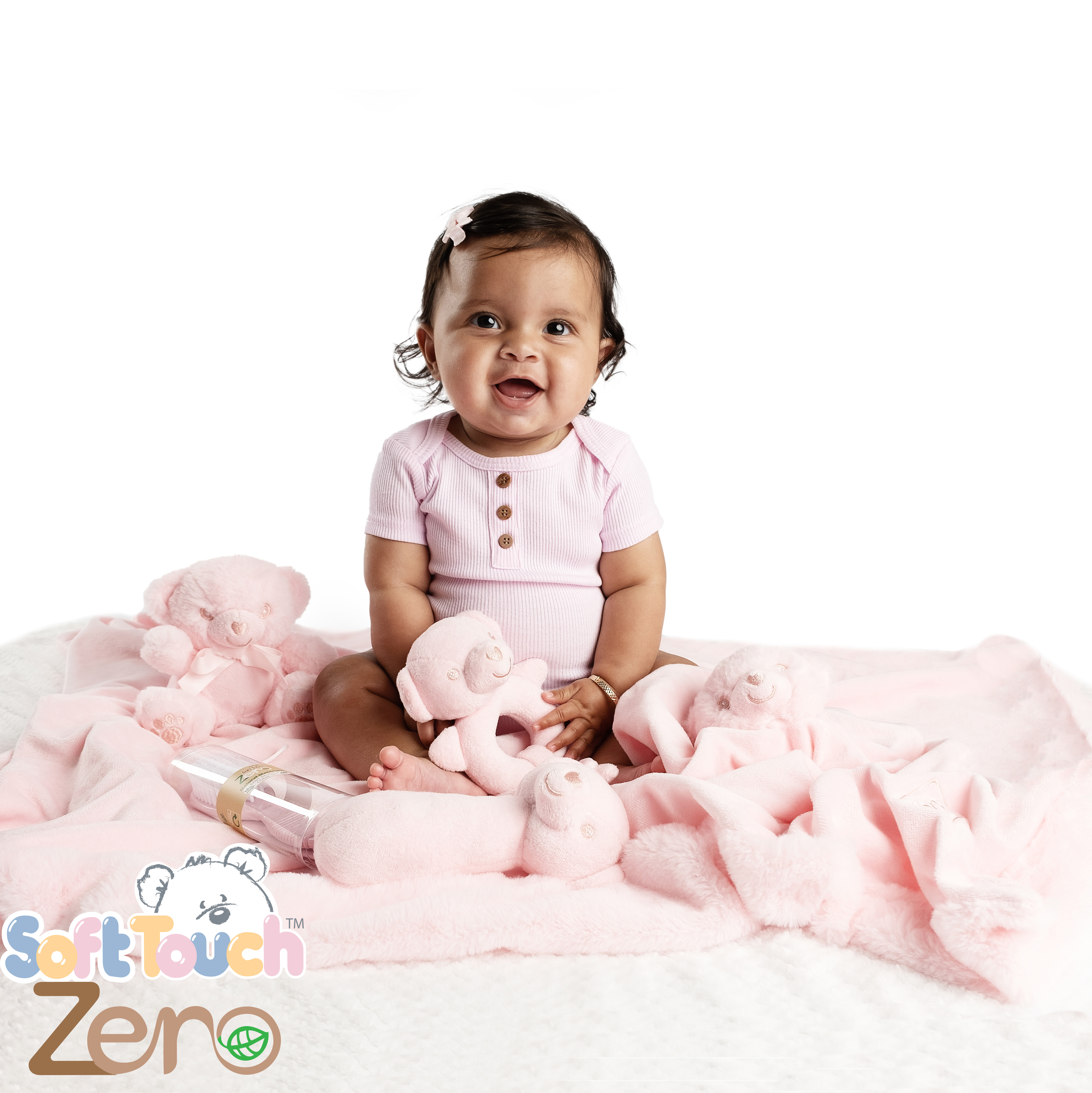 Pink Eco Recycled Bear Rattle Toy : ERT60-P